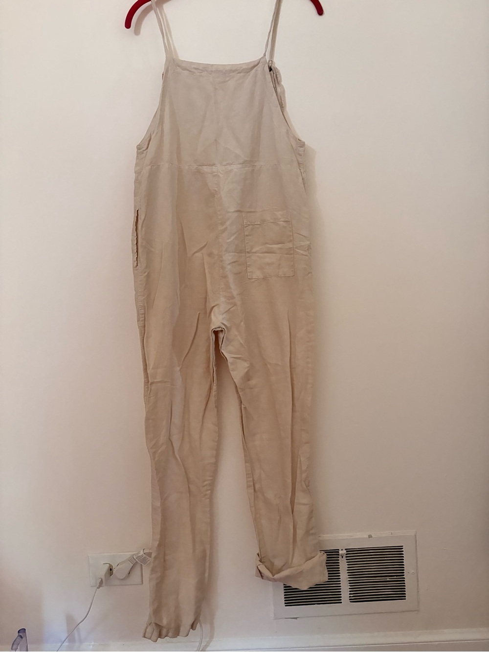 LACAUSA Oatmeal Linen-Blend Overalls with pockets - Picture 8 of 9